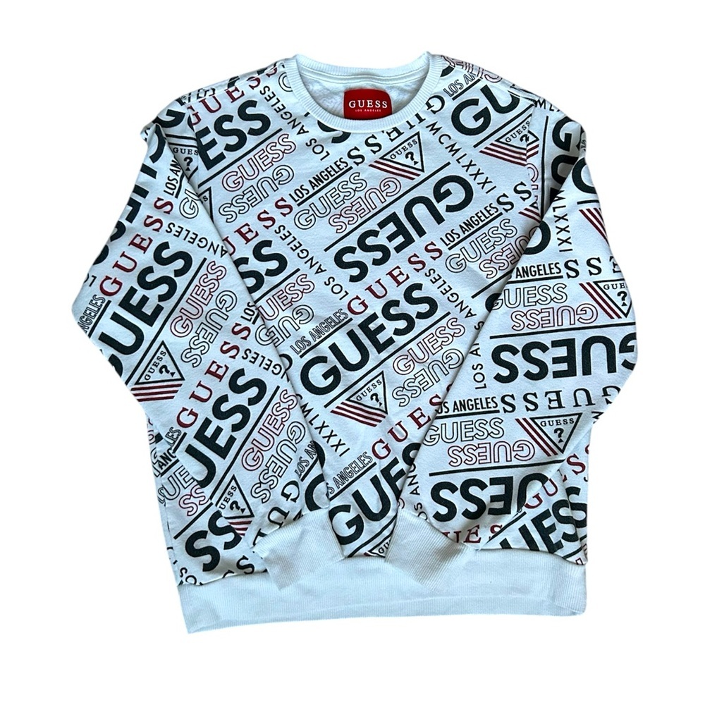 GUESS White Graphic Men's Crewneck Sweatshirt size medium